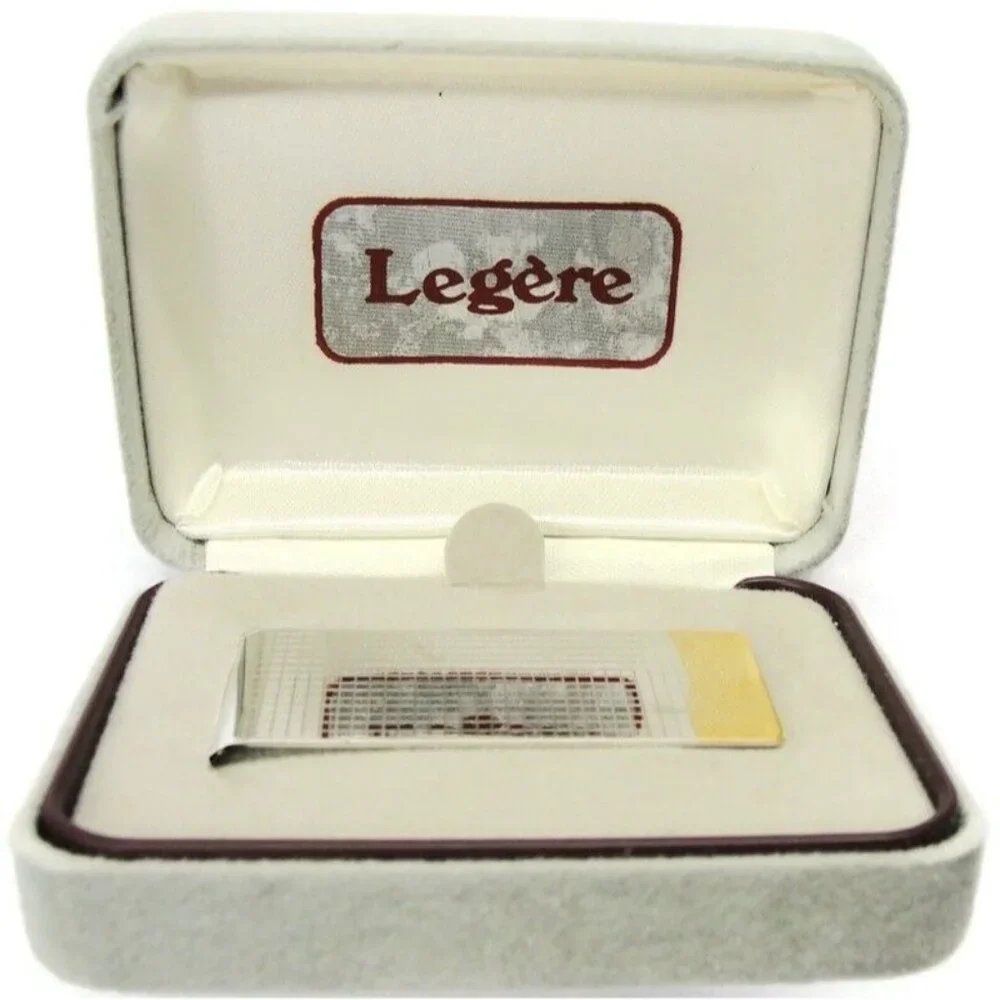 Legere Silver & Gold Tone Money Clip Stainless Wallet Credit Card ID Holder NOB